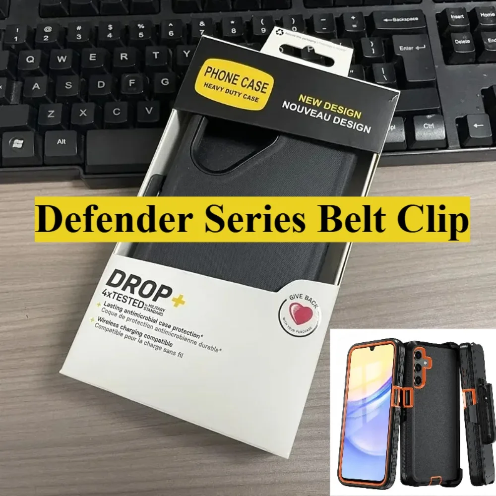 3-in-1 Belt Clip Shockproof Phone Case with Hard Defender Armor Cover