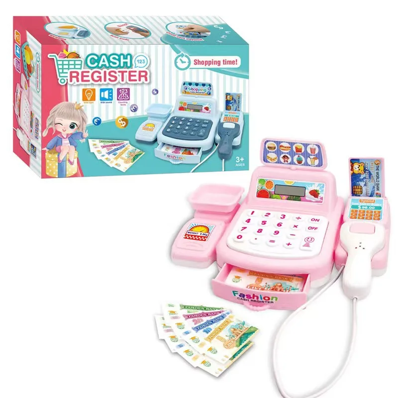 Cartoon Simulation Supermarket Cash Register Toys Children Electronic Cashier Lighting Sound Shopping Cash House Boys Toys
