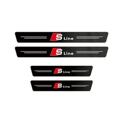 Premium Leather Car Door Sill Plate Paint Protectors Stickers (4Pcs Sline)