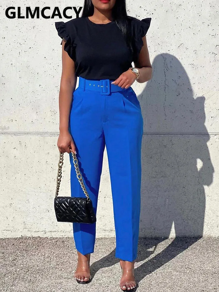 

Elegant and Chic Women's Office Trousers - Slim Fit Ankle Pants