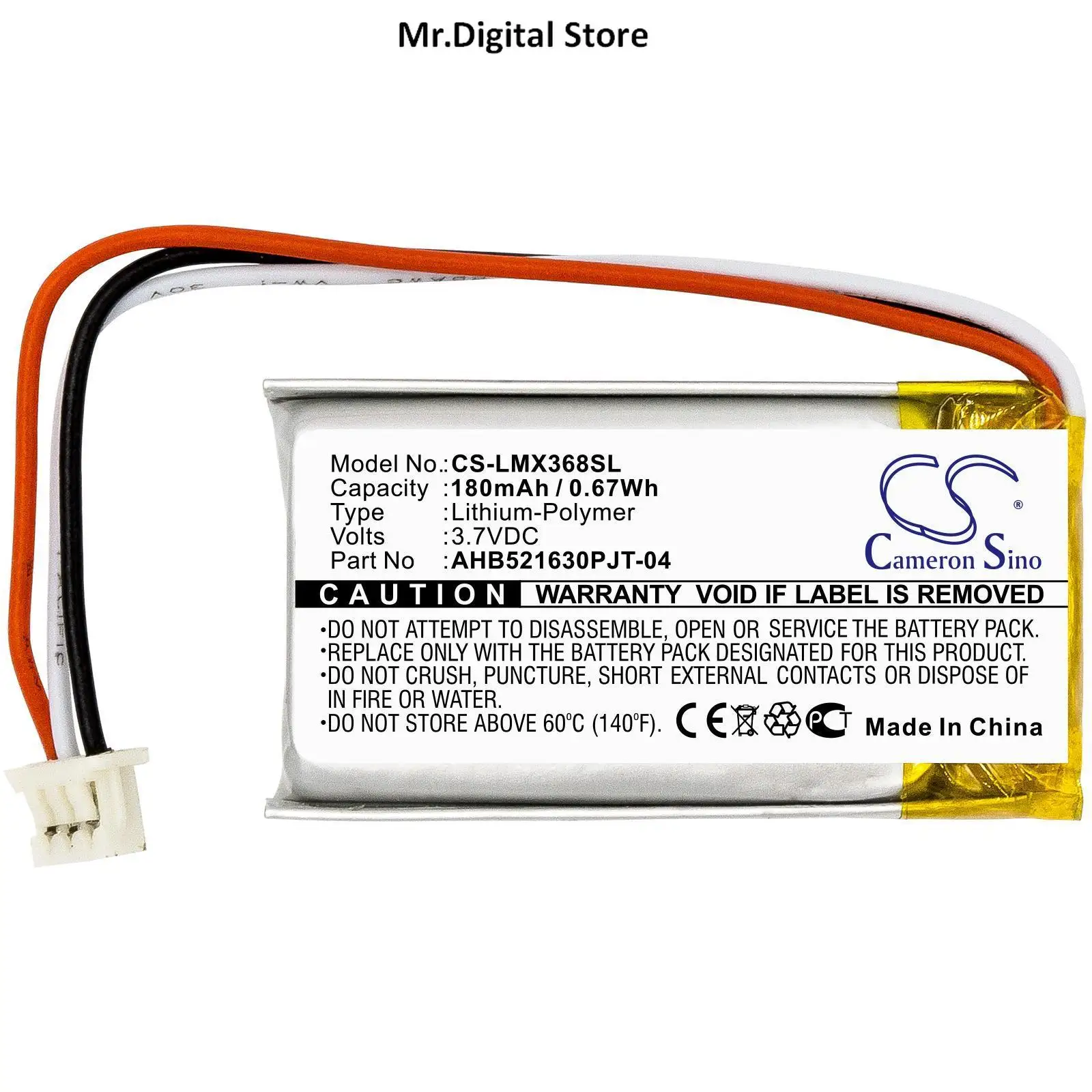 

Cameron Sino 180mAh Mouse Battery AHB521630PJT-04 for Logitech MX Vertical, 810-006368, M-R0074