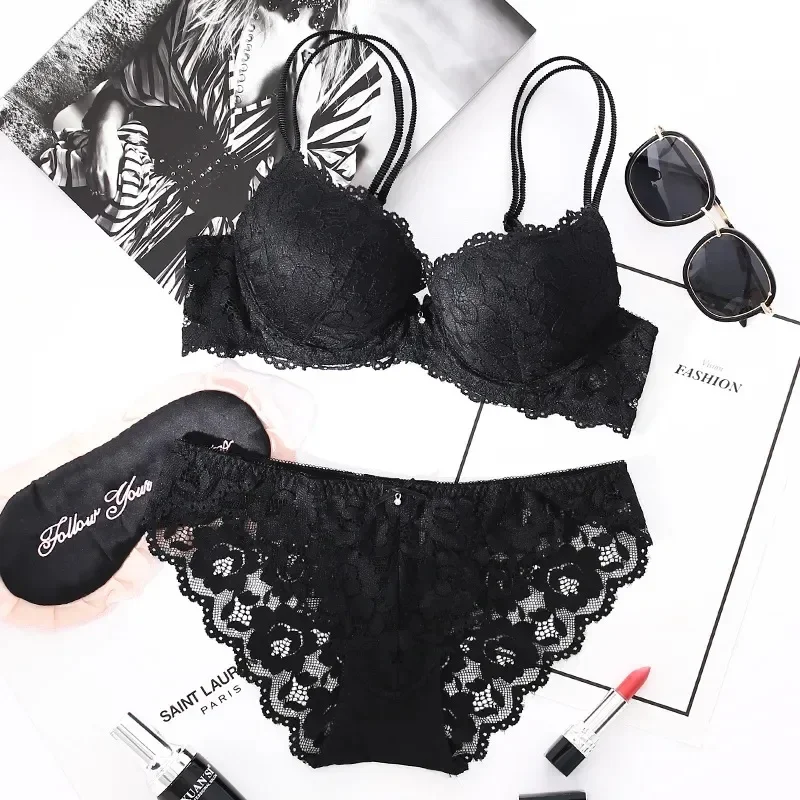 Lingerie Femme En Dentelle - Ensemble 2 Pièces Push-up, Encolure Crochetée, Soutien-gorge Taille Haute - 6