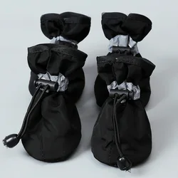 Waterproof Anti-Slip Pet Booties - Set of 4 Durable Rain Boots - 6 (Black)