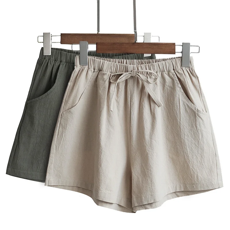 Summer Cotton Linen Shorts Women High Waist Oversize Shorts Short Pants Women Fashion Casual Sports Shorts Female S-XL 1