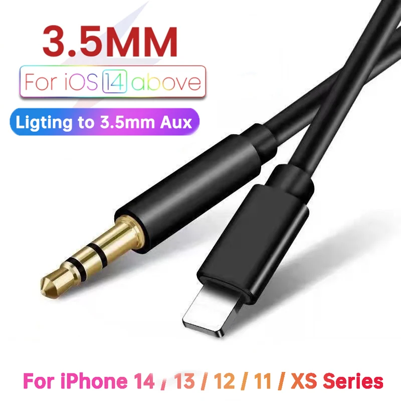 Lighting to 3.5mm Aux Cable for iPhone 15 14 13 12 11 Pro Max X 8 7 3.5mm Headphone Jack Adapter Stereo Audio Cable For iOS Cord, ,   - AliExpress