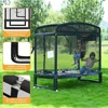 6FT Trampoline for Kids Trampoline with Swing & Basketball Hoop Rectangle Indoor Outdoor Toddler Trampolines W/ Safety Net 4