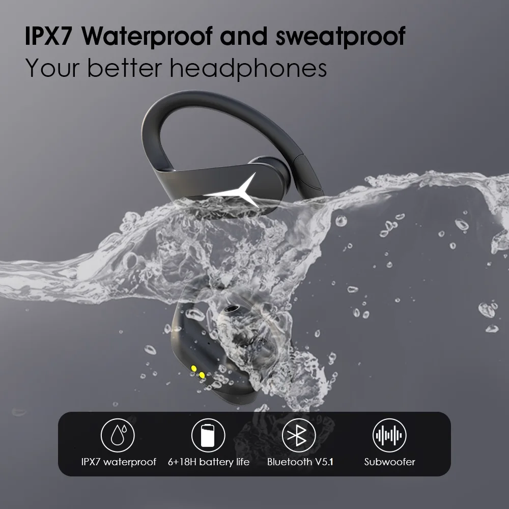 Auriculares inalámbricos TWS IPX7, cascos deportivos impermeables