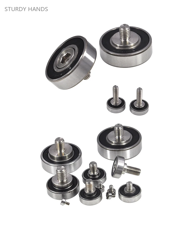 Stainless Steel External Thread Bearing Pulley 10pcs with Bolt Metal Roller Guide Wheel Drawer Track Wheel Furniture Hardware
