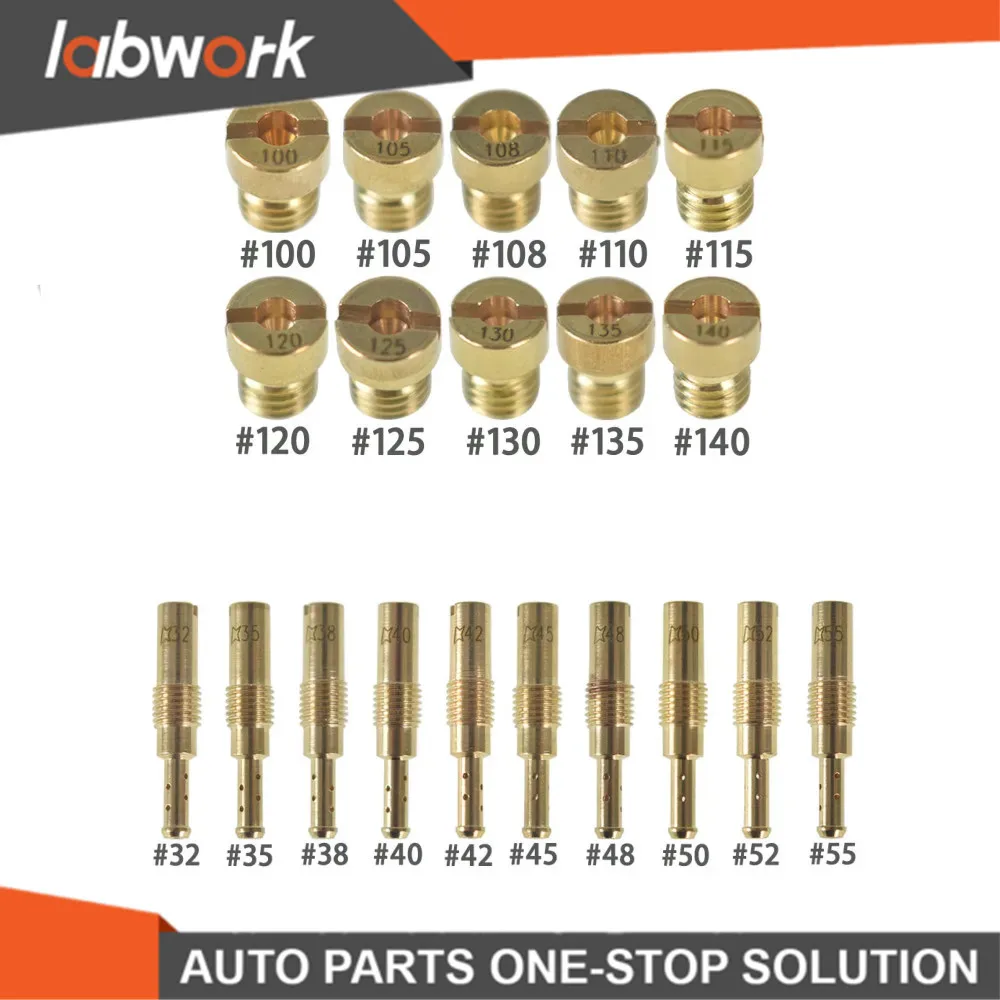 10pcs Carburetor Main Jet kit & 10pcs Set Slow/Pilot Jet For PWK OKO CVK