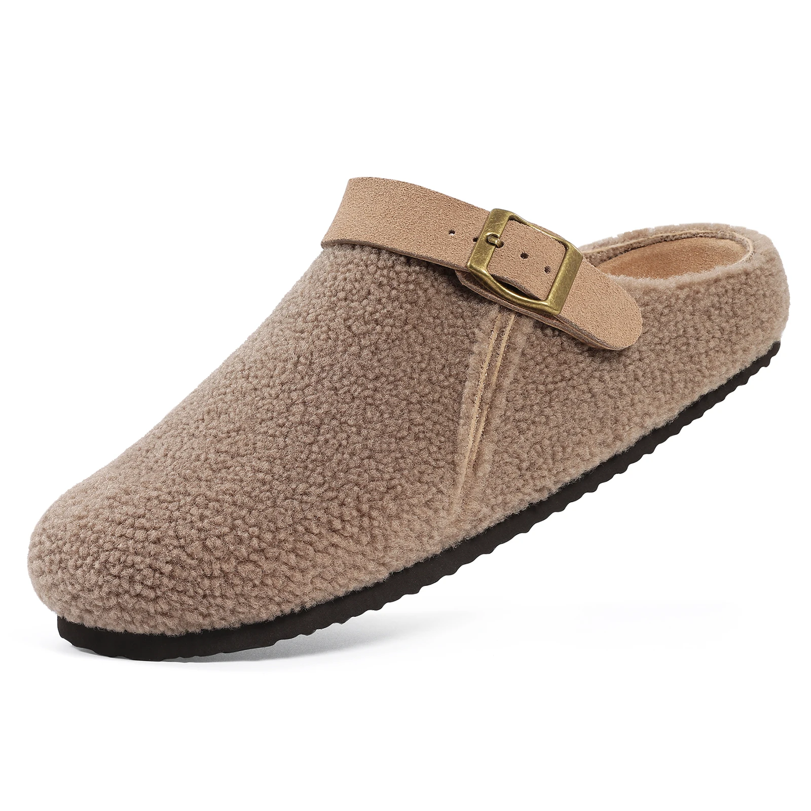 Women's Fluffy Slippers With Arch Support And Adjustable Buckle_voghion.com