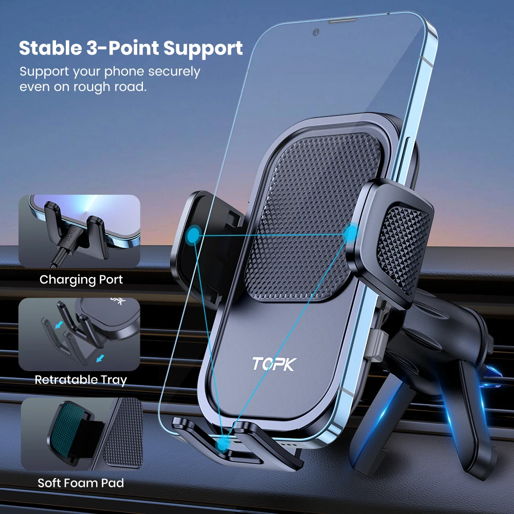 Car Phone Holder Air Vent Car Phone Mount Clip Universal Cell Phone Holder Hands