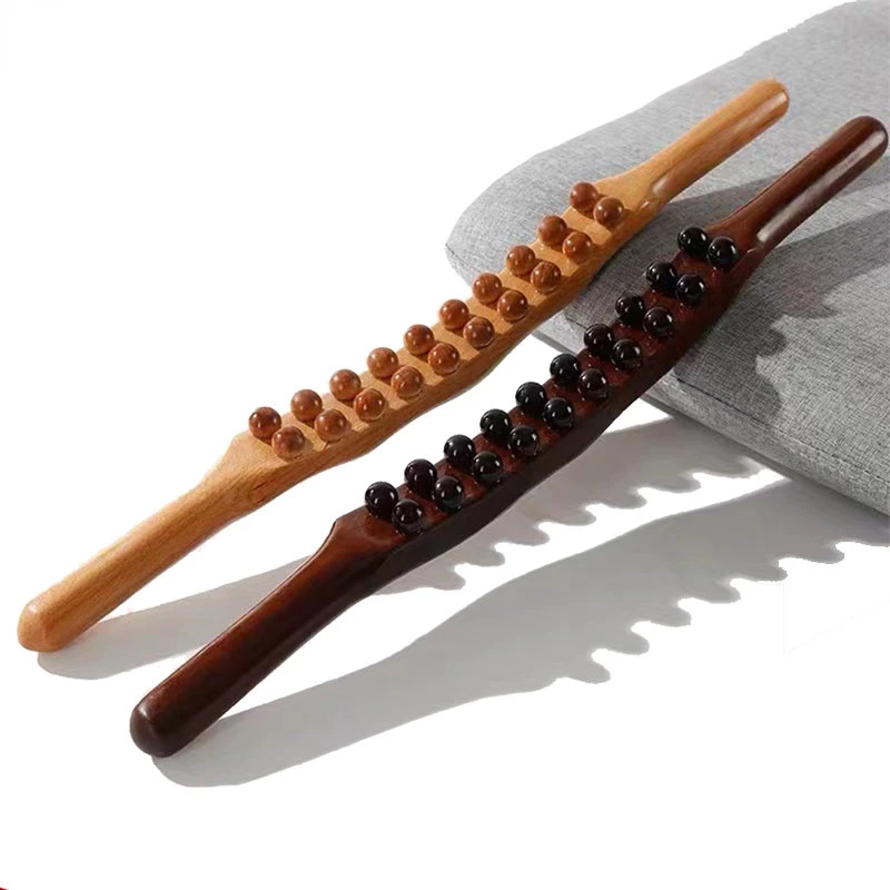 

8/20 Beads Rolling Pin Universal Back Needle Massage Tendons Beech Wood Scraping Stick Point Treatment Guasha Relax Therapy Tool