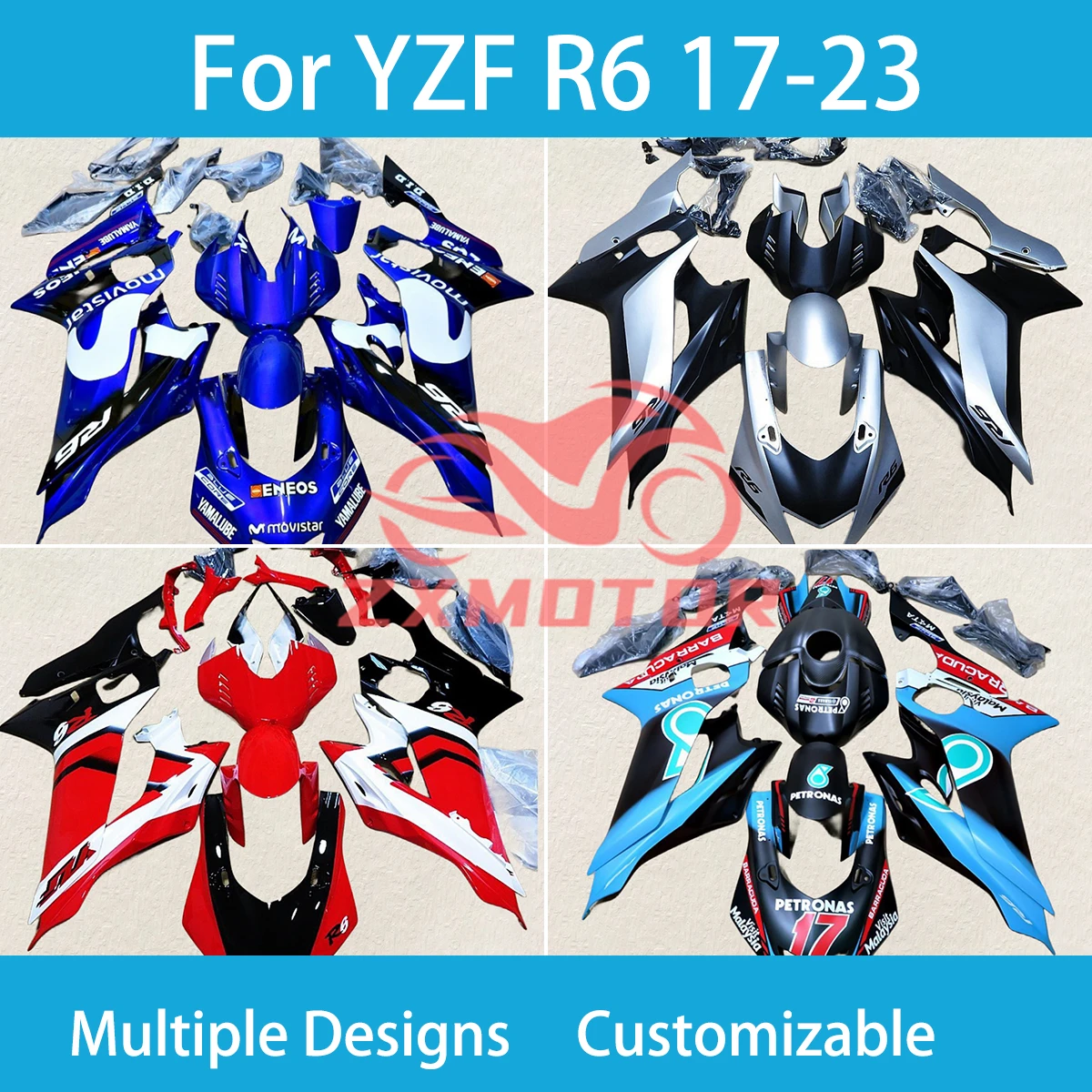 

ABS Plastic Fairings YZFR6 17 18 19 20 21 22 23 Injection Complete Fairing Set Bodywork Kit for YAMAHA YZF R6 2017-2023