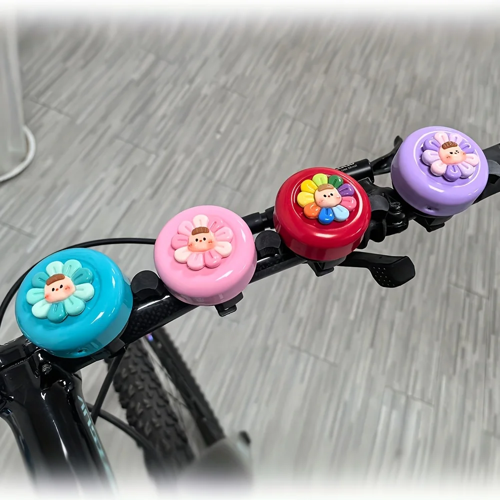Colorful Bicycle Bell with Playful Flower & Face Design - Loud Iron Bell for Mountain Bikes, Road Bikes & Scooters, Mountain Bik