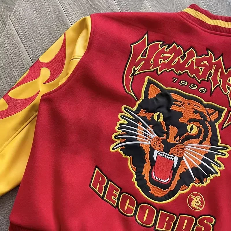 Hellstar  Records Werewolf Letterman Jacket Tiger and logo embroidery pattern 3