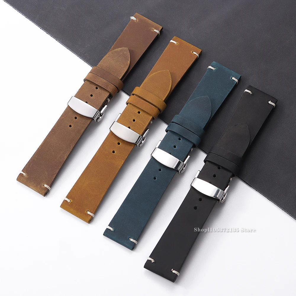 Premium Cowhide Leather Watch Strap - Universal Smartwatch Wristband