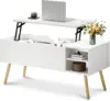 Coffee Table Lift Top - White Coffee Table with Lifting Top and Hide Compartment Storage - Lift Coffee Table Rectangle NEW USA 1