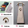 Customized Embroidery Print Logo Signature Waterproof Kitchen Home Chef Baking Clothes With Pockets Adult Bib Waist Bag Aprons 2