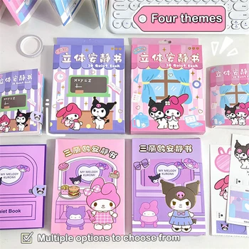 3D DIY Sanrio Quiet Book Kuromi Melody House Homemade Book Sticker Games Children Christmas Gift Toys