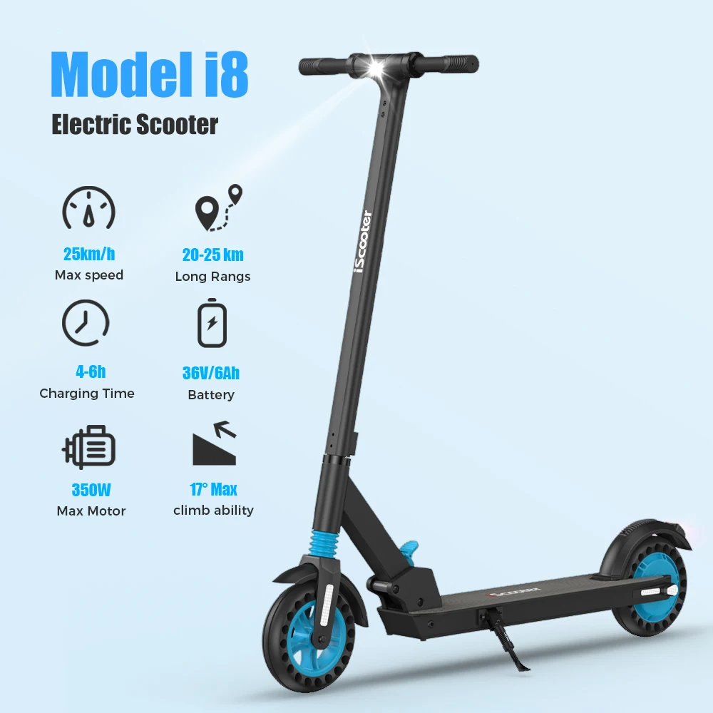 Patinete eléctrico inteligente i8 para adolescentes, Scooter plegable de 8  pulgadas, 350W, 6Ah, 25 km/h, con aplicación, nueva actualización