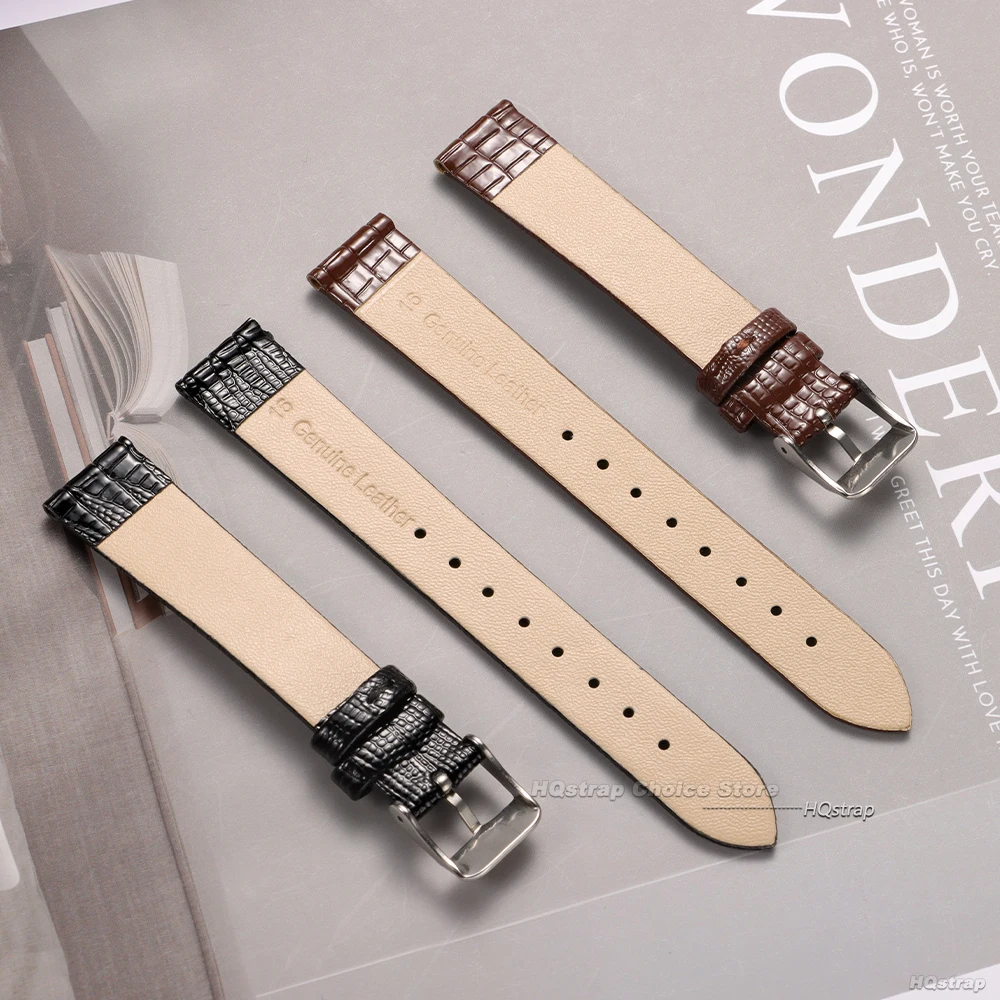 Elegant Universal Leather Watch Strap - Soft Wrist Band with Steel Buckle