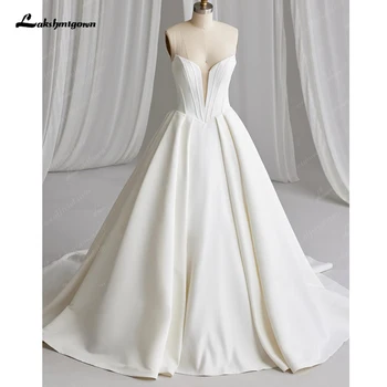 Lakshmigown Off The Shoulder Crepe Satin A-Line Bridal Gowns For Formal Party Floor Length Wedding Dress Vestidos Customized 1
