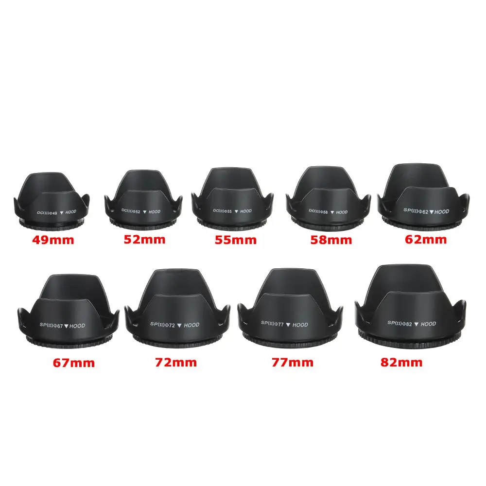 Screwed Sunshade Lens Hood For Nikon Canon Sony Fuji Olympus DSLR Camera 49mm-82mm sunshade lens hood,camera accessories