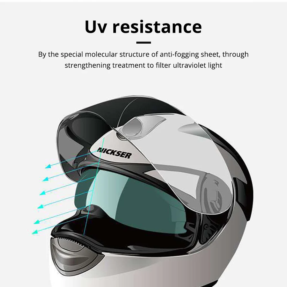  Miyui Japan Film Anti-buée Universel pour Casque de Moto, UV400  polarisé Couleur Grise Insert de lentille de visière résistant à la buée  9,7 cm x 25,5 cm