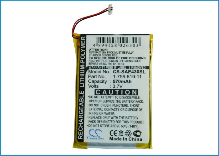 Batteria Cameron Sino 570Mah Per Sony 1-756-819-11 Nw-E435F Sok-Nwz-E435F(B) Nwz-E436 Nwz-E436F Nwz-E436Fblu Nwz-E436Fblk