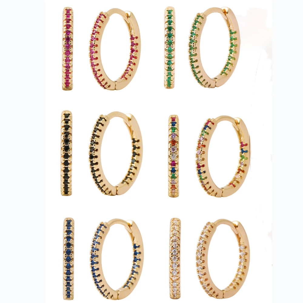 Hypoallergenic Huggie Hoop Earrings Earrings Ring Zircons Rainbow