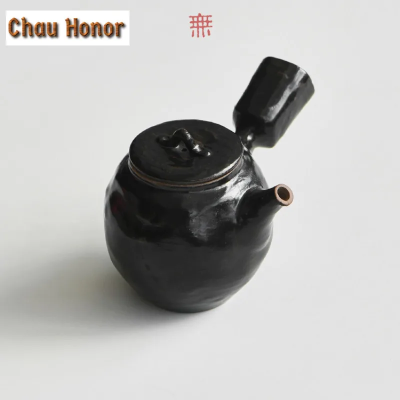 160ml Japanese Coarse Pottery Big Belly Teapot Japanese Tea Infuser Pot Tea Soaking Kettle With Filter Chinese Teaset Decoration