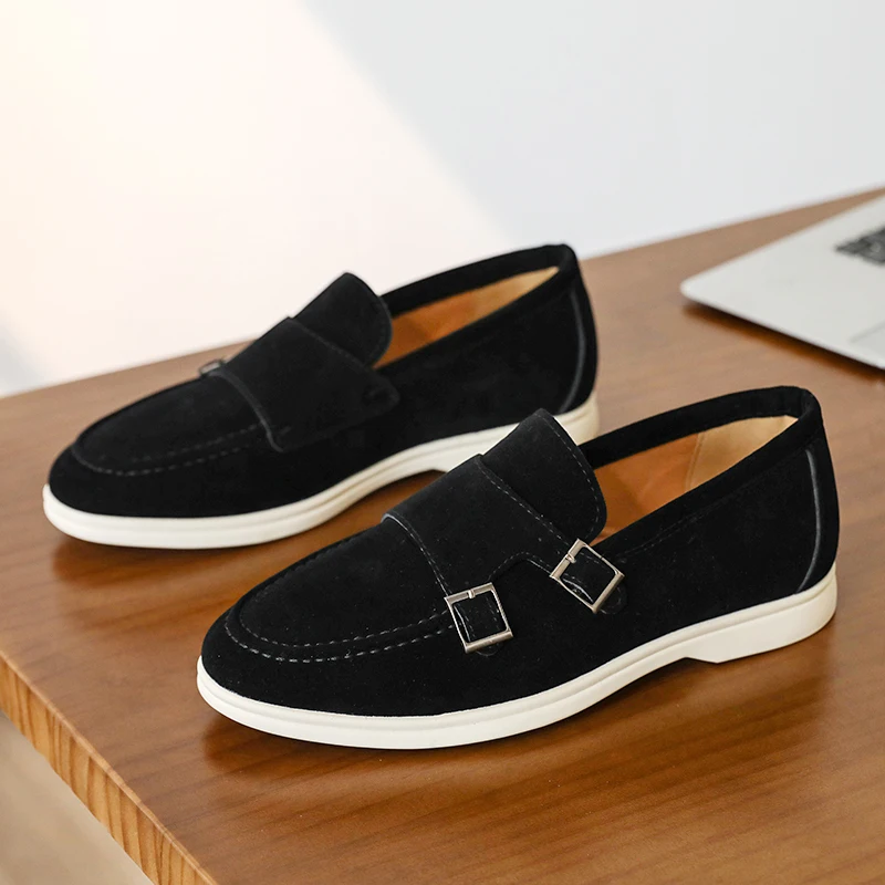 Suede Leather Men's Shoes Business Casual Buckle Loafers Shoes Man Leisure Flats Outdoor Male Driving Moccasins Shoes for Men 5