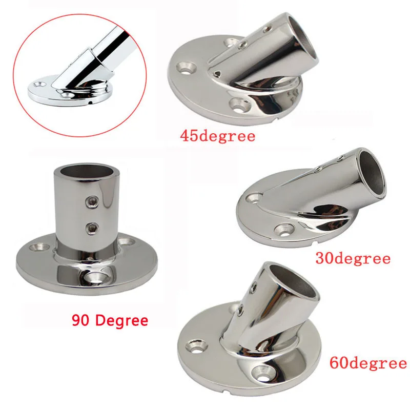 

30/45/60/90 Degree Marine 316 Stainless Steel 22/25mm Round Tube Base Hand Rail Railing Pipe Fitting Rowing Boat Yacht Accessory