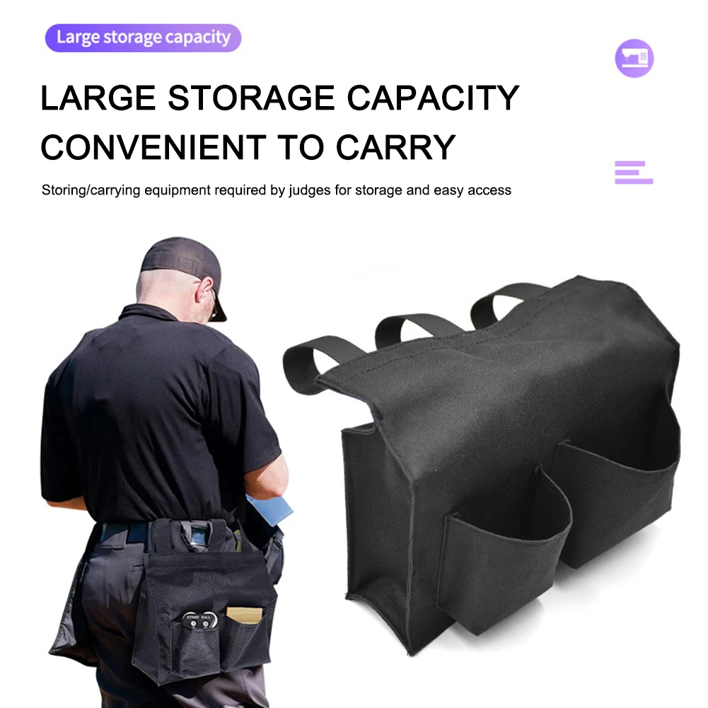Umpire Ball Bag with 2 Pockets Black Umpire Ball Bag Durable Baseball Referee Large Capacity for Baseball Softball