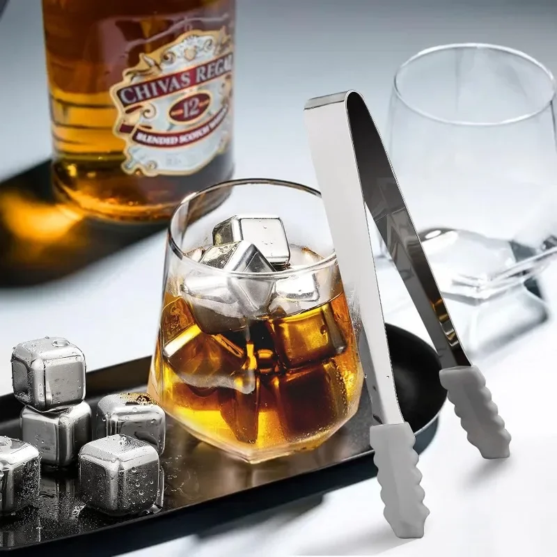 Stainless Steel Ice Cubes Set Whiskey Stones Reusable Stainless Steel Ice Cubes for Whiskey Wine Cocktails Bourbonor and Drinks
