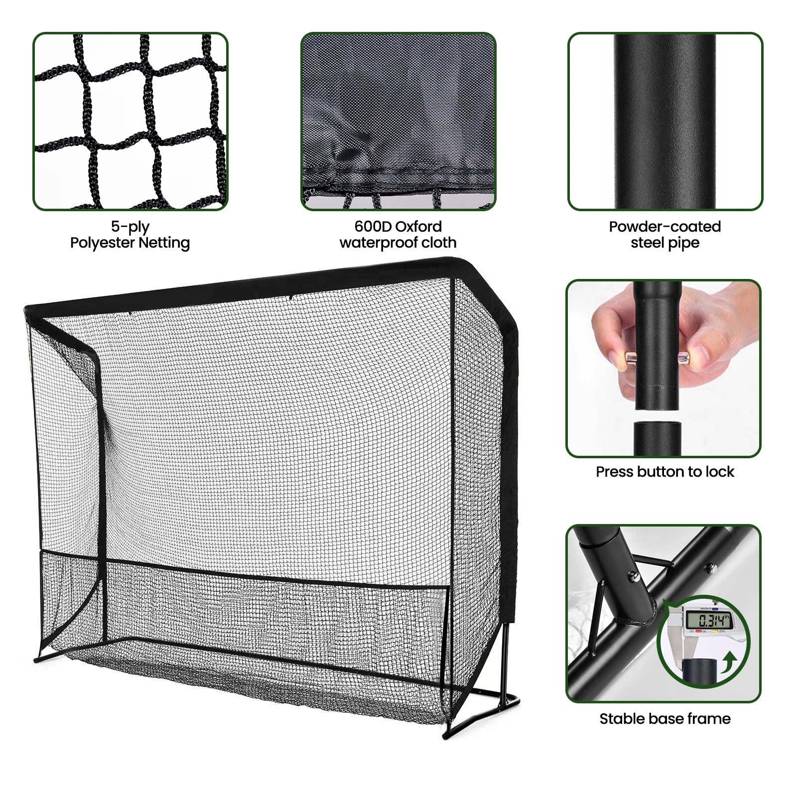 Golf-Übungsnetz 10x7FT Golf-Übungsnetz-Systeme Ballnetz mit Zielscheibe für Outdoor Indoor Driving Chipping Training Schwung – Detail 2