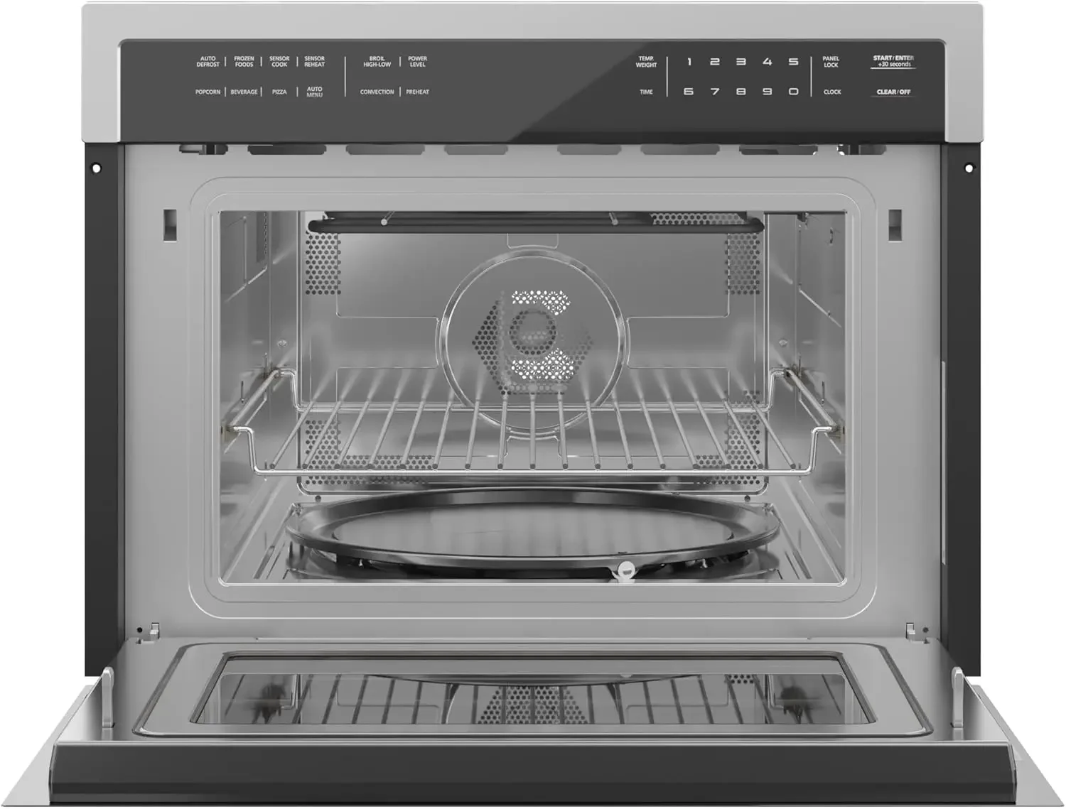 24 Inch Built-in Convection Oven and Microwave Combination with Broil, Soft Close Door, 1000 Watt Power, Stainless Steel Finish, 5