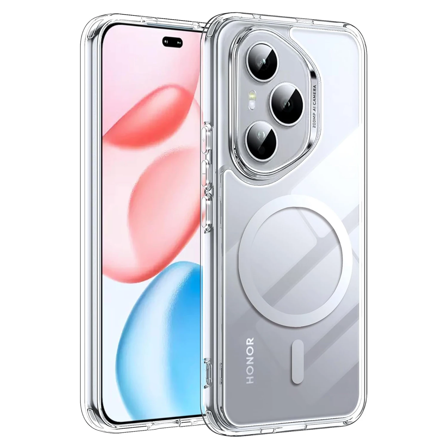 Shockproof Magnetic Wireless Charging Phone Case with Clear Back Cover