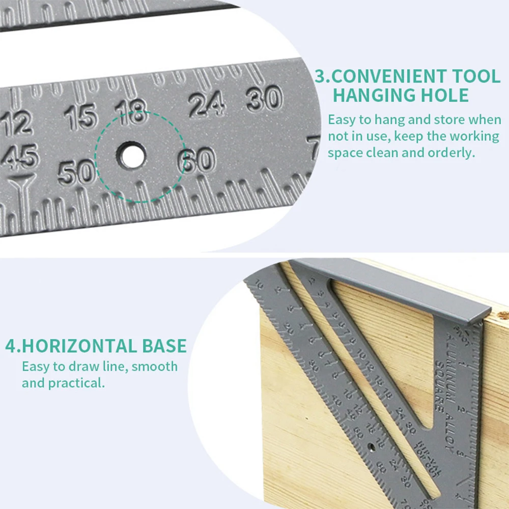 Enhanced Aluminum Alloy Woodworking Triangle Ruler for Precision Measurement