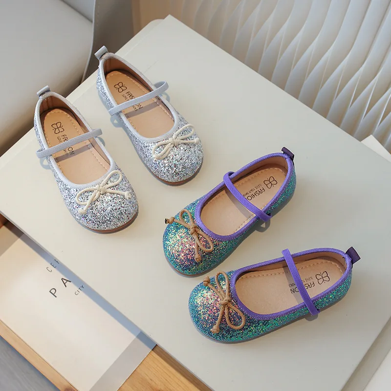 Glitter Little Mermaid Princess Shoes for Girls Stylish Evening Dress Shoes Girl Bling Birthday Wedding Party Shoes Kids 2