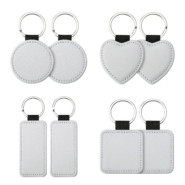 Popular DIY Sublimation Blank Leather Keychain,Double-sided Printable Key  Ring