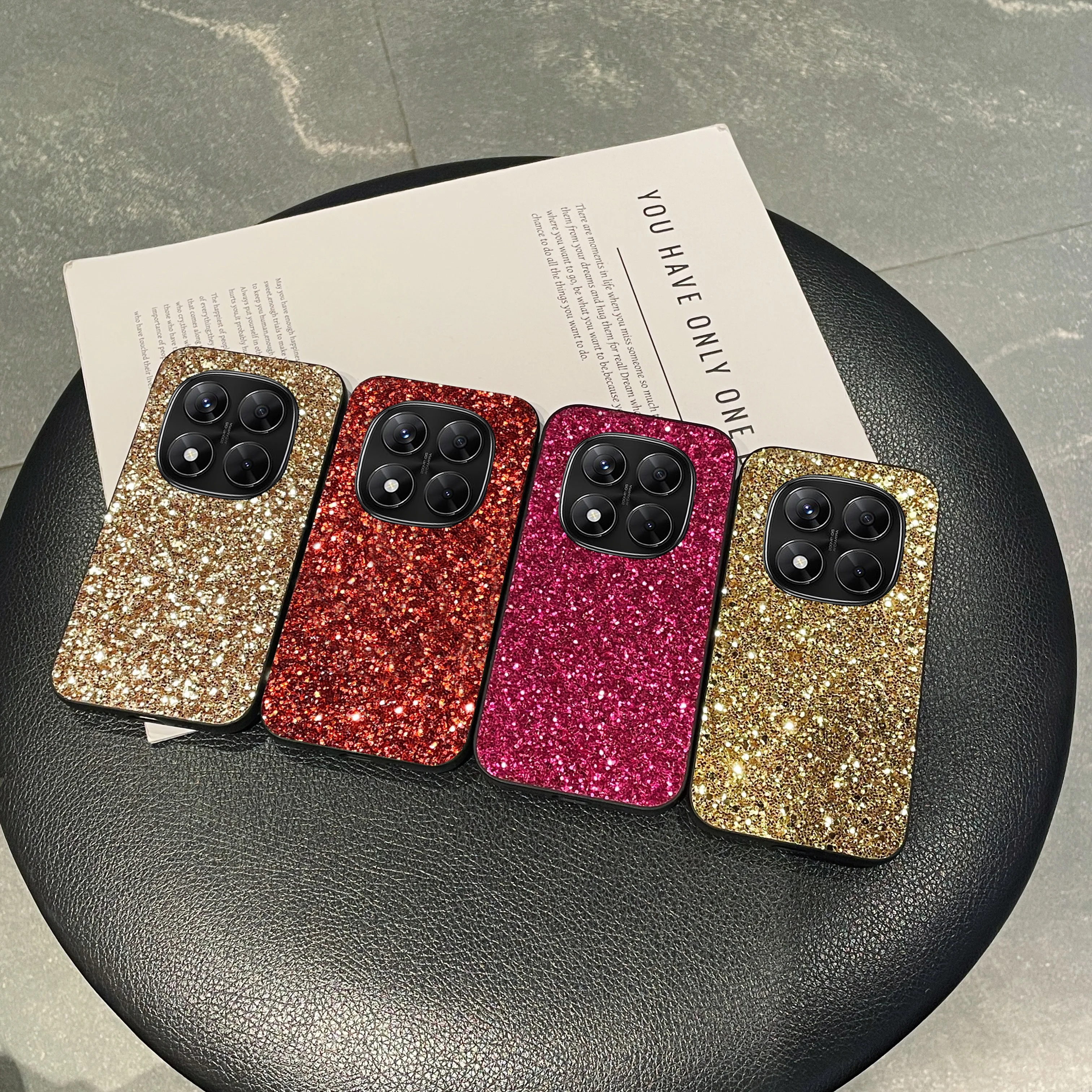 Luxury Colorful Glitter Diamond Leather Phone Case with Soft Back Cover