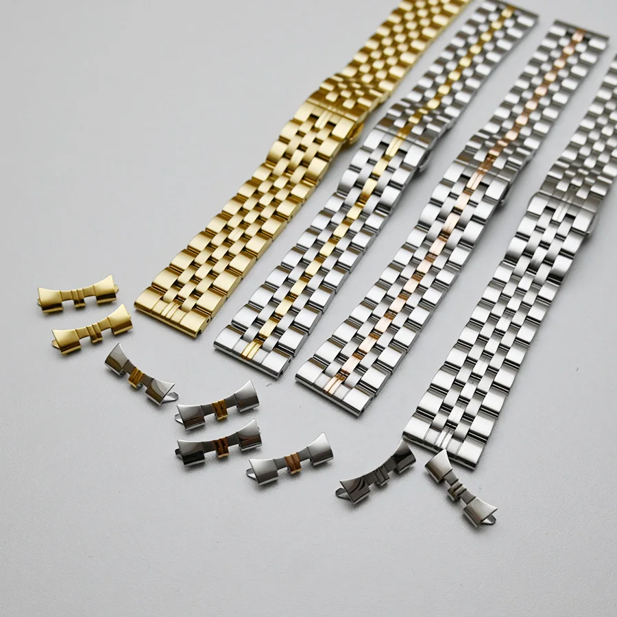 Sleek Stainless Steel Curved End Watch Band