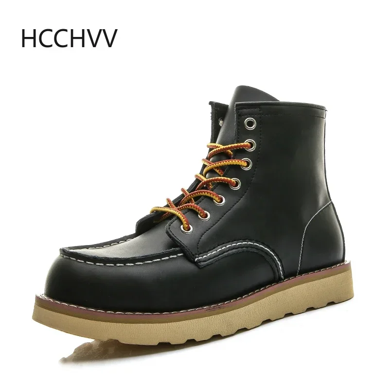 Red Black Winter Mens Shoes Desert Keep Warm Vintage Culture Wings Rookie Mens Boots Motorcycle Boots Red Black Western mens leather boots motorcycle leather boots