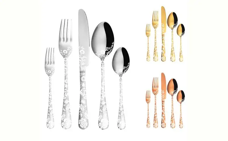 

4Set/20pcs Kitchen Silverware set Forks Spoons and Knives Set Elegant Stainless Steel Flatware Set Mirror Polished Cutlery Set