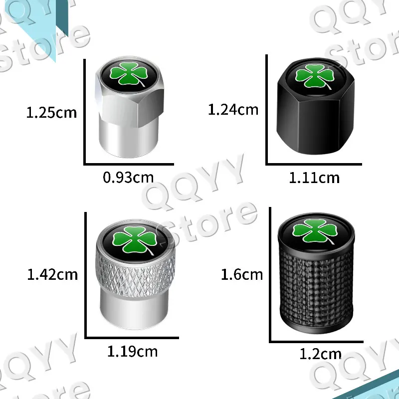 Alfa Romeo Exterior Decor: Four Leaf Clover Wheel Valve Caps - Set of 4