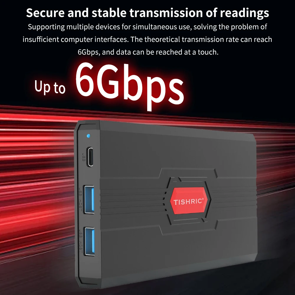 TISHRIC External Hard Drive Case 2'5 Sata To USB3.1 Type C Hard Disk Enclosure SD TF Card Reader Up To 6Gbps SSD Case For Gaming