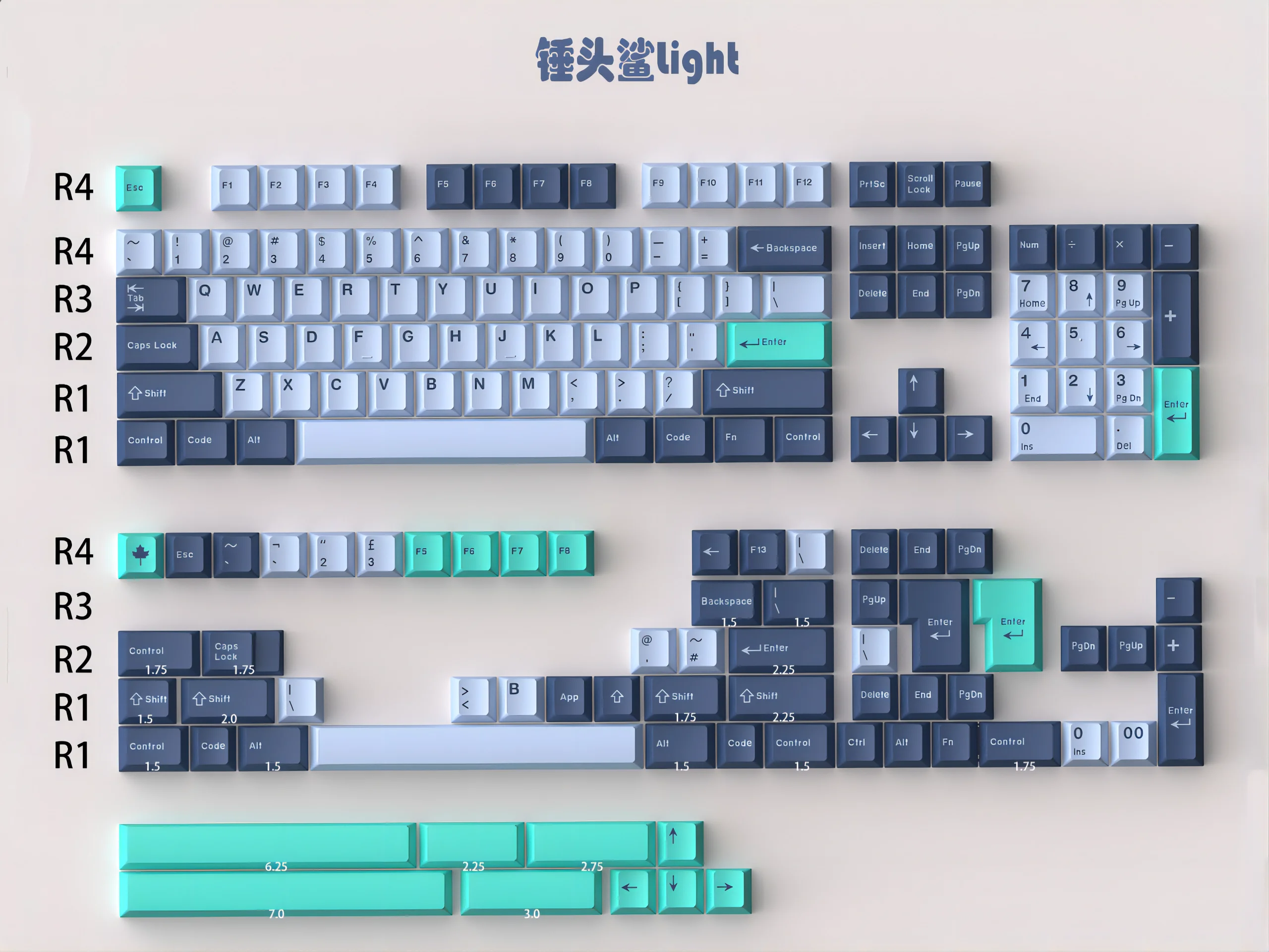 Daye Gmk Ártico Yuru Wahtsy Classic Blue Hammerhead Light Blue Samurai Shoko Godvelocidade Fuji Abs Key Caps Double Shot Cereja Conjunto - Imagem 2