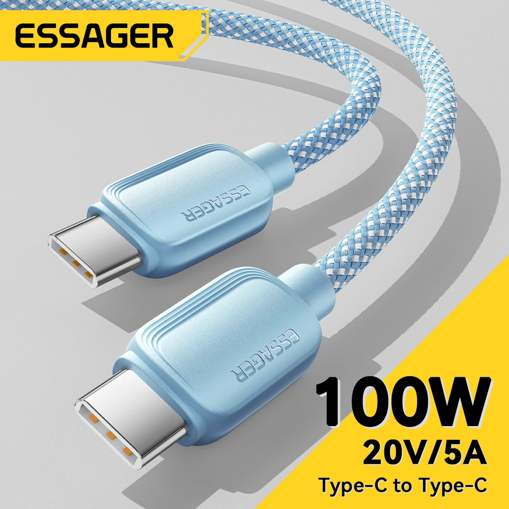  Essager 100W USB Type C To USB C Cable 5A PD Fast Charging Cable For iPhone 15 Xiaomi Samsung Huawei Oppo One plus Macbook iPad 