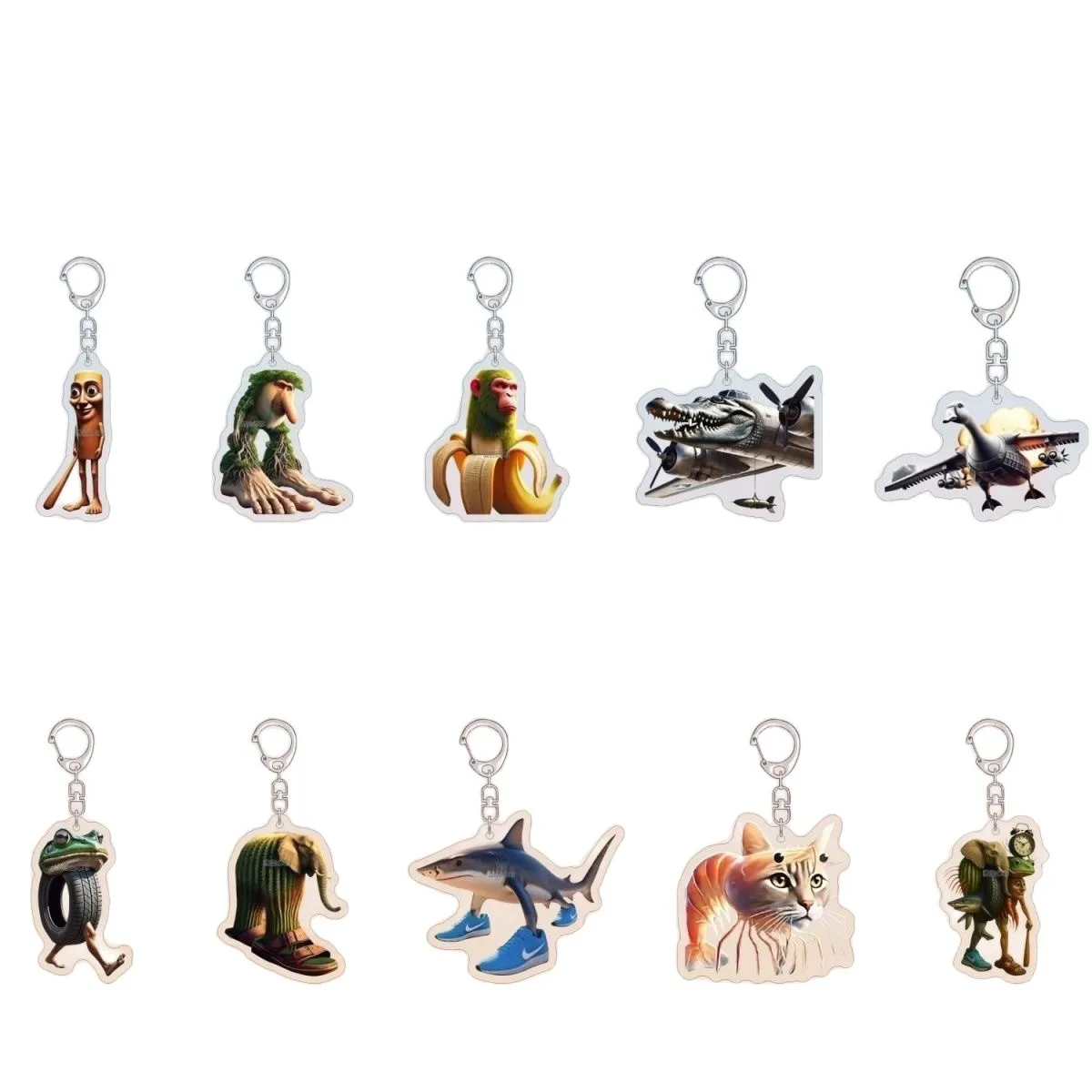 10pcs 액세서리에 대 한 크리 에이 티브 이탈리아어 Brainrot 동물 키 체인 재미 있은 시그마 Skibidi Rizz 고양이  바보 Meme 열쇠 고리 팬 선물-Freehip.co.kr